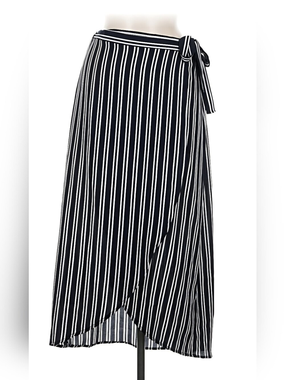 Lulus Medium Women's Navy and White Striped Wrap Skirt